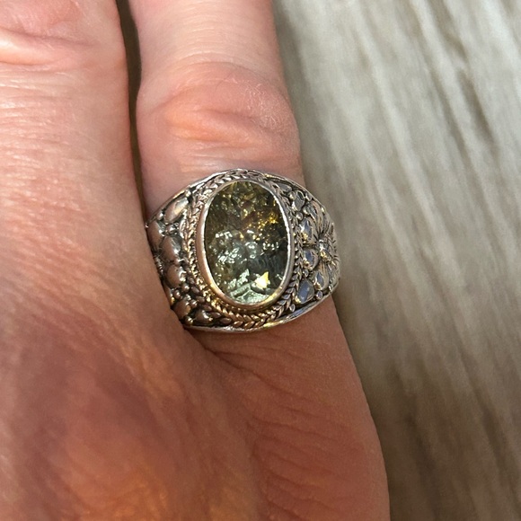 Sarda Prasiolite Floral Sterling Silver Ring 8 - Picture 7 of 10